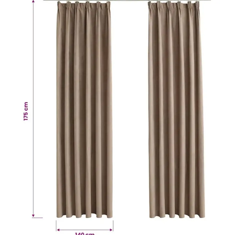 vidaXL - Gordijn - Taupe - Stof - 140 x 175 cm - 2 stuks