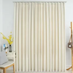 vidaXL - Gordijn verduisterend met haken - Crème - Fluweel - 290 x 245 cm