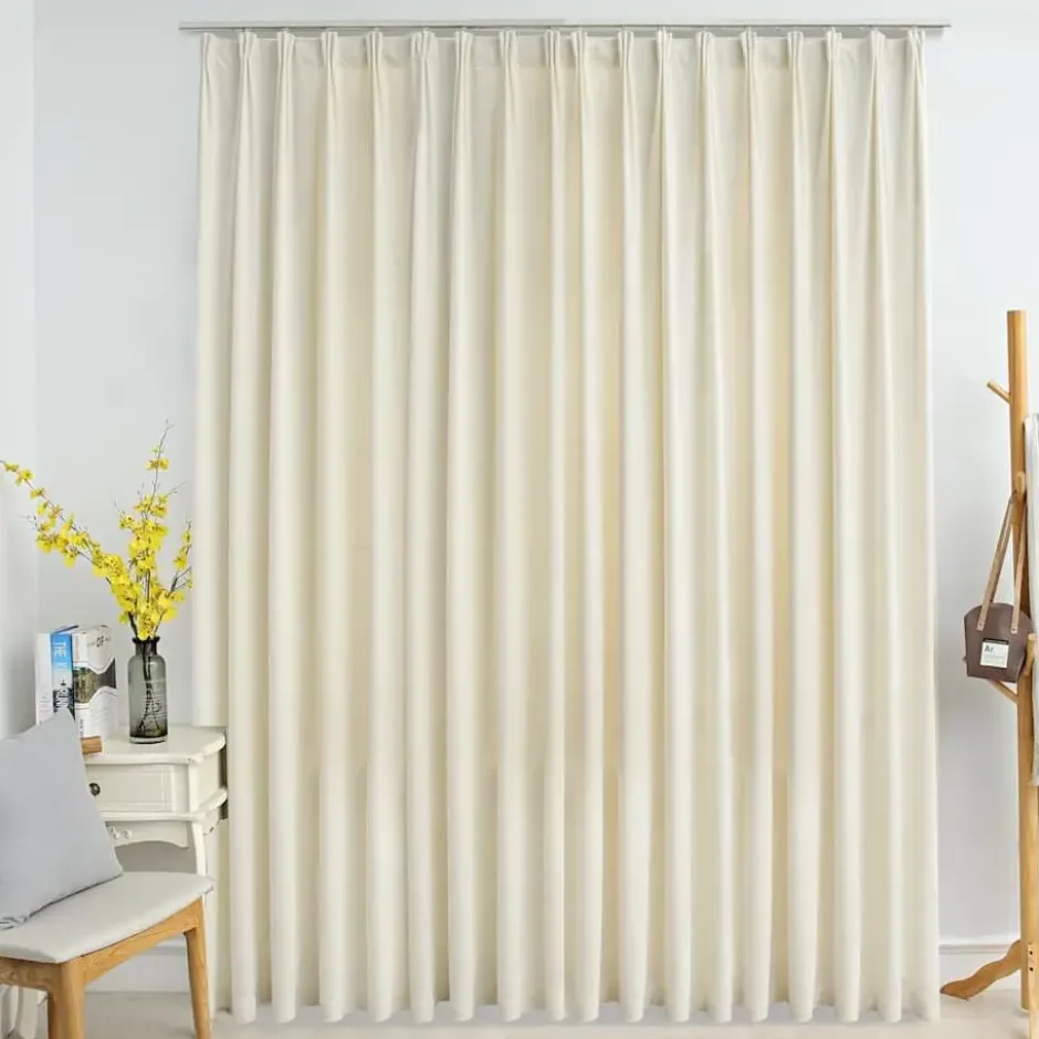 vidaXL - Gordijn verduisterend met haken - Crème - Fluweel - 290 x 245 cm