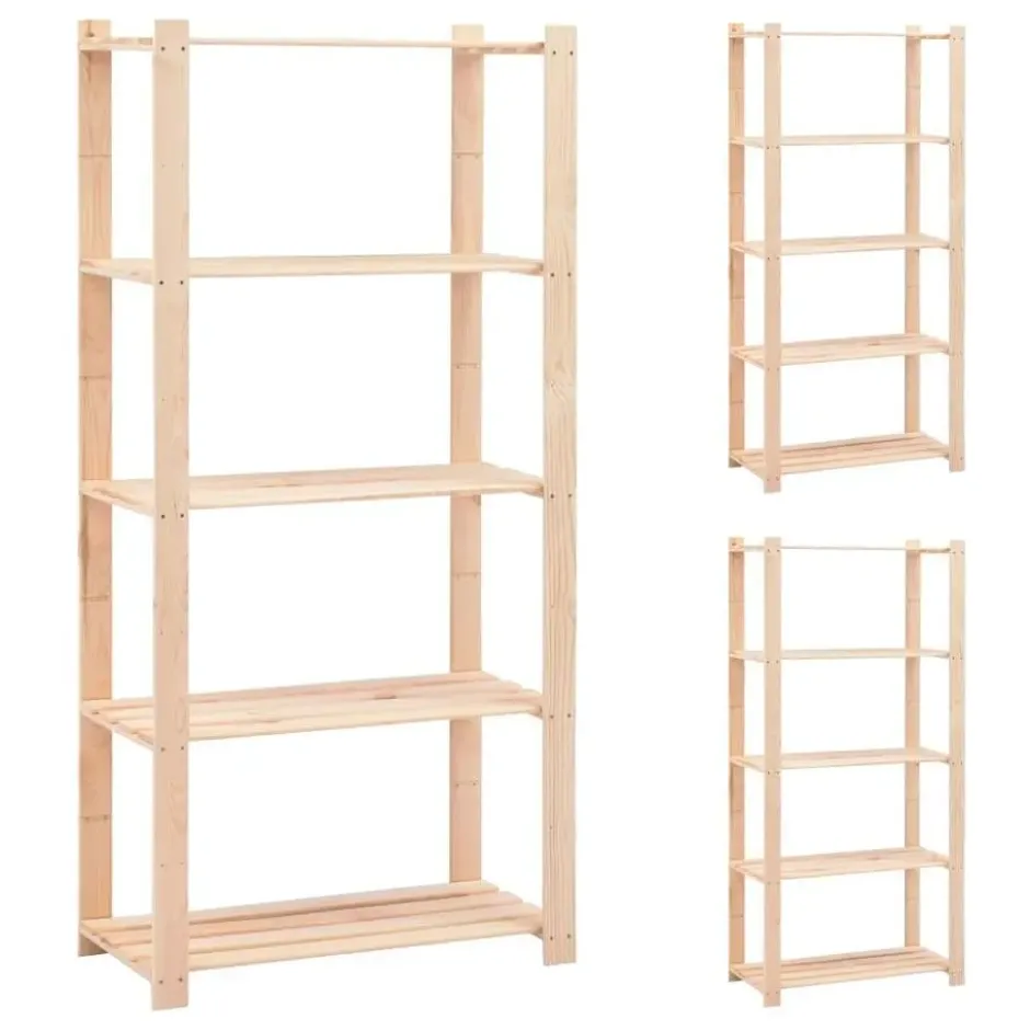 vidaXL - Grenenhouten Opbergrek 5-Laags 250 kg Opbergkast - 3 Stuks