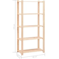 vidaXL - Grenenhouten Opbergrek 5-Laags 250 kg Opbergkast - 3 Stuks