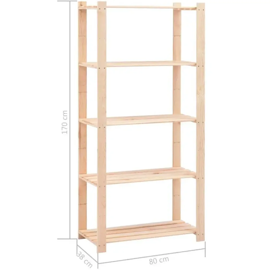 vidaXL - Grenenhouten Opbergrek 5-Laags 250 kg Opbergkast - 3 Stuks