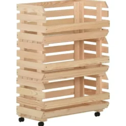 vidaXL - Groentetrolley - Bruin - Grenenhout - 57 x 30 x 80 cm