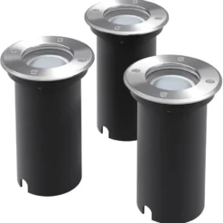 vidaXL - Grondspot - Zilver - Aluminium - 3 stuks