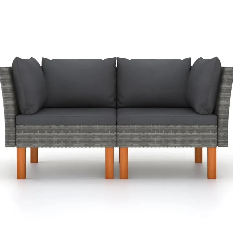 vidaXL - Hoekbanken - Grijs - Poly rattan - 2 stuks