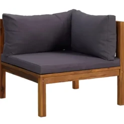 vidaXL - Hoekbank sectioneel - Grijs - Hout - Met kussens