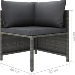 vidaXL - Hoekbank sectioneel - Grijs - Poly rattan - Met kussens