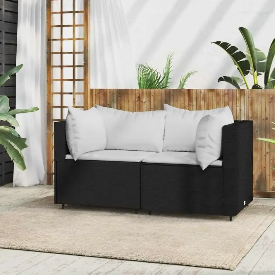 vidaXL - Hoekbank - Zwart - Poly rattan