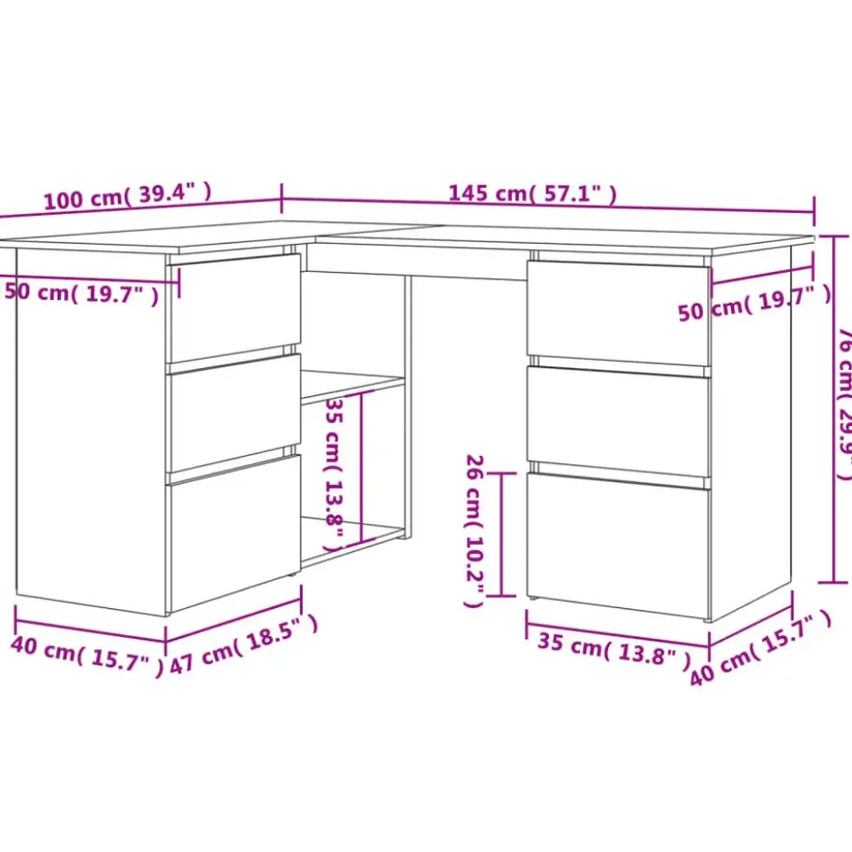 vidaXL - Hoekbureau - Bruin - Bewerkt hout