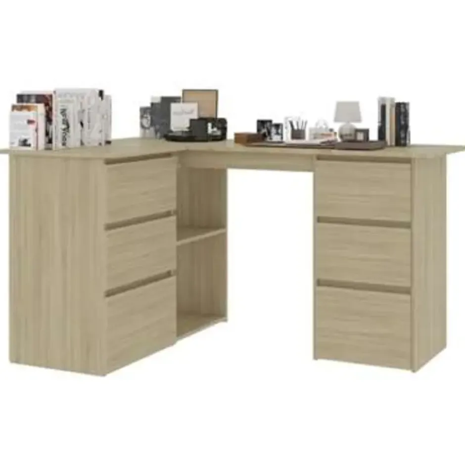 vidaXL - Hoekbureau - Bruin - Bewerkt hout