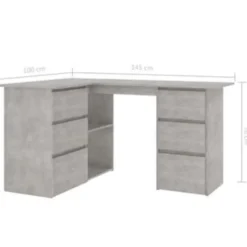 vidaXL - Hoekbureau - Grijs - Bewerkt hout