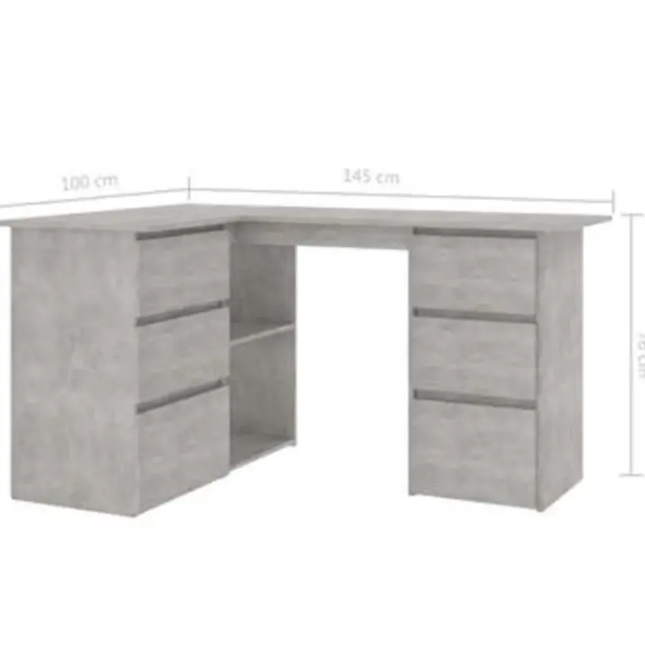 vidaXL - Hoekbureau - Grijs - Bewerkt hout