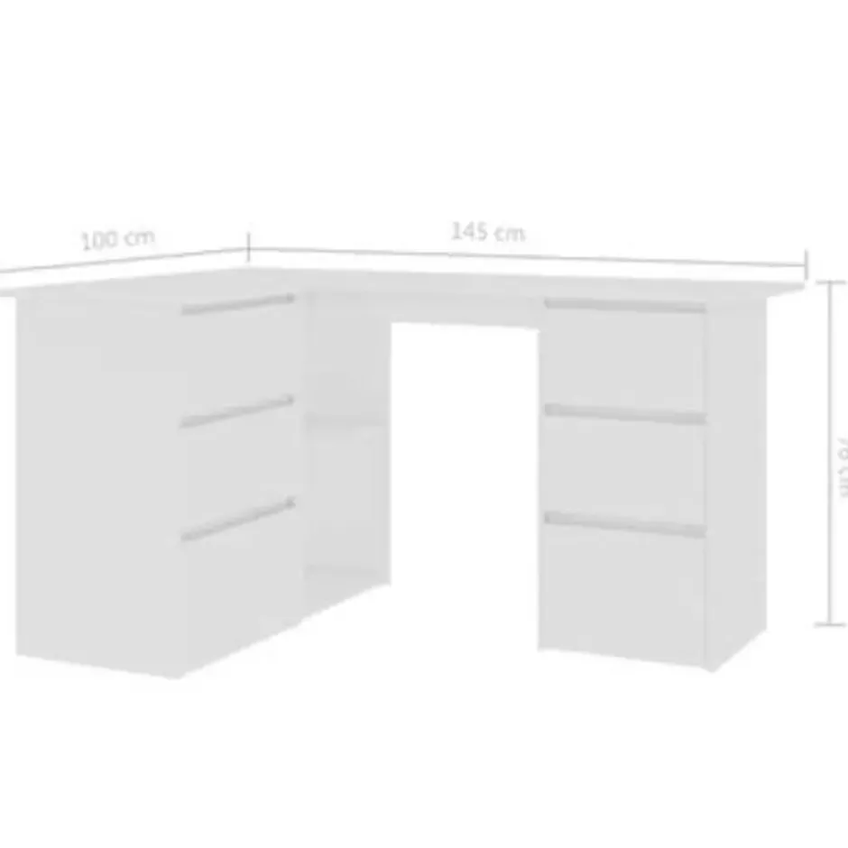 vidaXL - Hoekbureau - Wit - Bewerkt hout