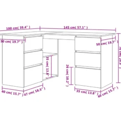 vidaXL - Hoekbureau - Wit - Bewerkt hout