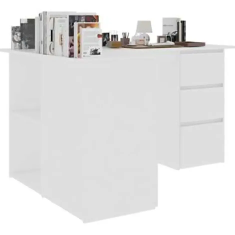 vidaXL - Hoekbureau - Wit - Bewerkt hout