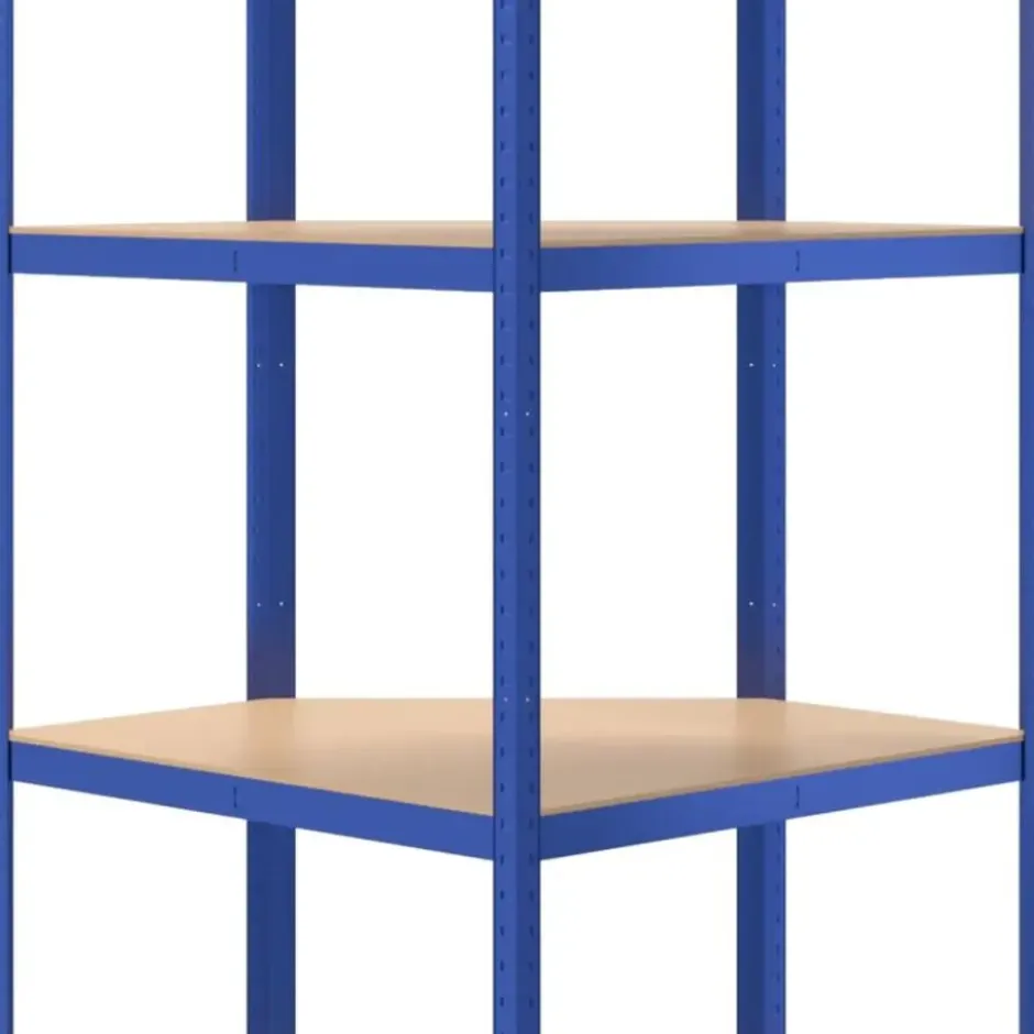 vidaXL - Hoekrek 4-laags staal en bewerkt hout blauw opbergrek