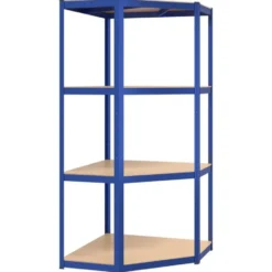 vidaXL - Hoekrek 4-laags staal en bewerkt hout blauw opbergrek