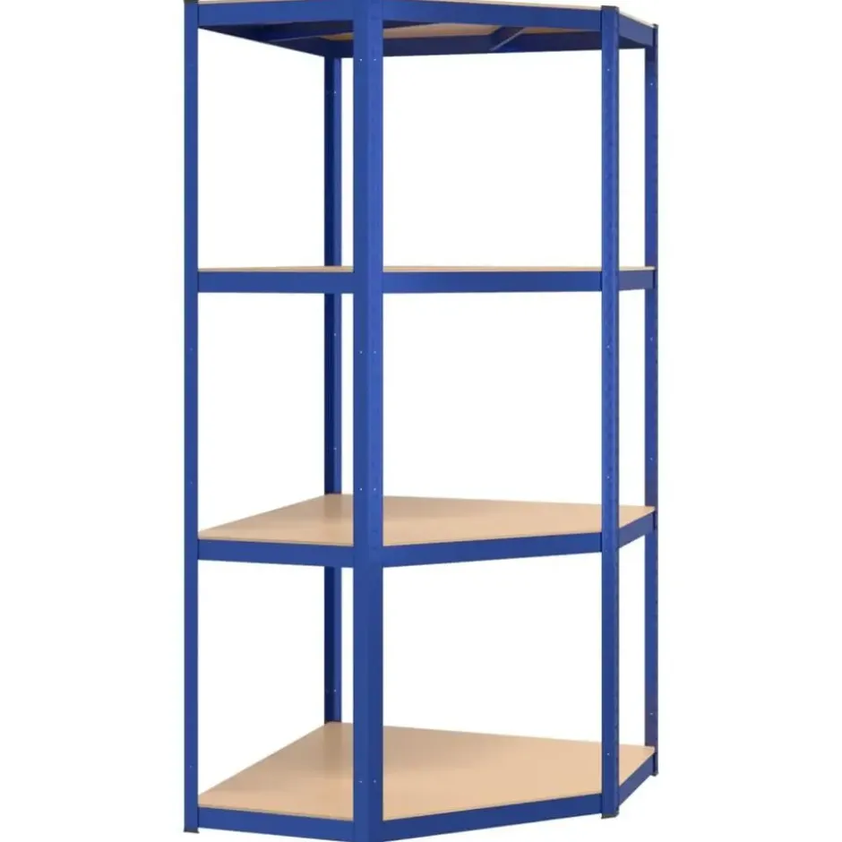 vidaXL - Hoekrek 4-laags staal en bewerkt hout blauw opbergrek