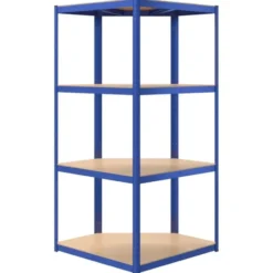 vidaXL - Hoekrek 4-laags staal en bewerkt hout blauw opbergrek