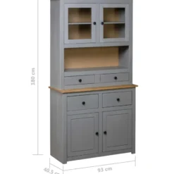 vidaXL - Hoge Kast - Grijs - Grenenhout