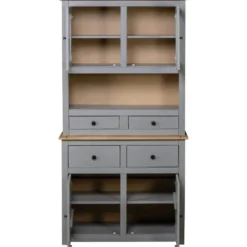 vidaXL - Hoge Kast - Grijs - Grenenhout