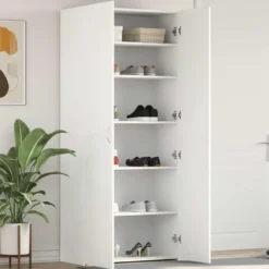 vidaXL - Hoge Schoenenkast met 6 planken 12 paar - Wit - 80x35,5x180 cm