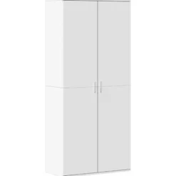 vidaXL - Hoge Schoenenkast met 7 planken en 2 deuren - Wit - 80x39x178 cm