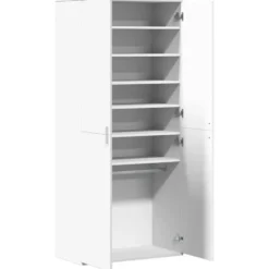 vidaXL - Hoge Schoenenkast met 7 planken en 2 deuren - Wit - 80x39x178 cm