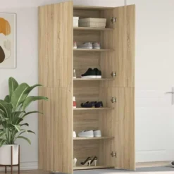 vidaXL - Hoge Schoenenkast met 6 planken 12 paar - Sonoma eiken - 80x35,5x180 cm