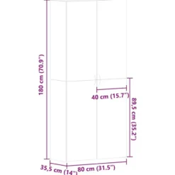 vidaXL - Hoge Schoenenkast met 6 planken 12 paar - Sonoma eiken - 80x35,5x180 cm
