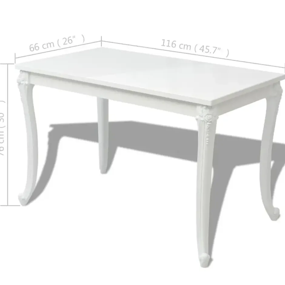 vidaXL - Hoogglans Eetkamertafel - Wit - MDF - 116 x 66 x 76 cm