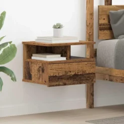 vidaXL - Houten hangende Nachtkastjes met lade - Oud hout - 40x31x27 cm - 2 st