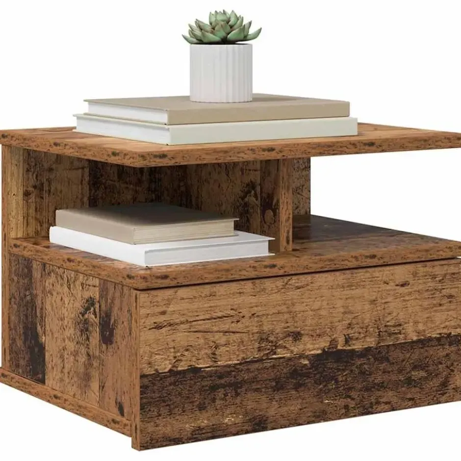 vidaXL - Houten hangende Nachtkastjes met lade - Oud hout - 40x31x27 cm - 2 st