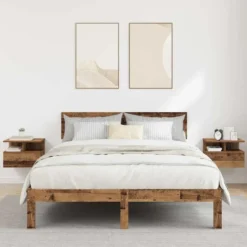 vidaXL - Houten hangende Nachtkastjes met lade - Oud hout - 40x31x27 cm - 2 st