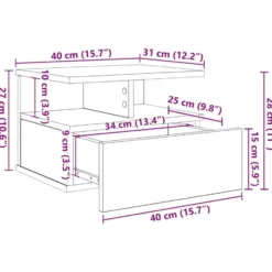 vidaXL - Houten hangende Nachtkastjes met lade - Oud hout - 40x31x27 cm - 2 st