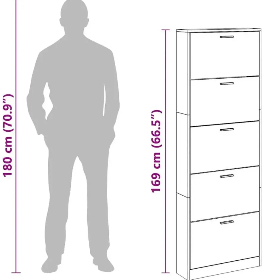 vidaXL - Houten Schoenenkast - Wit - Hout