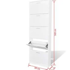 vidaXL - Houten Schoenenkast - Wit - Hout