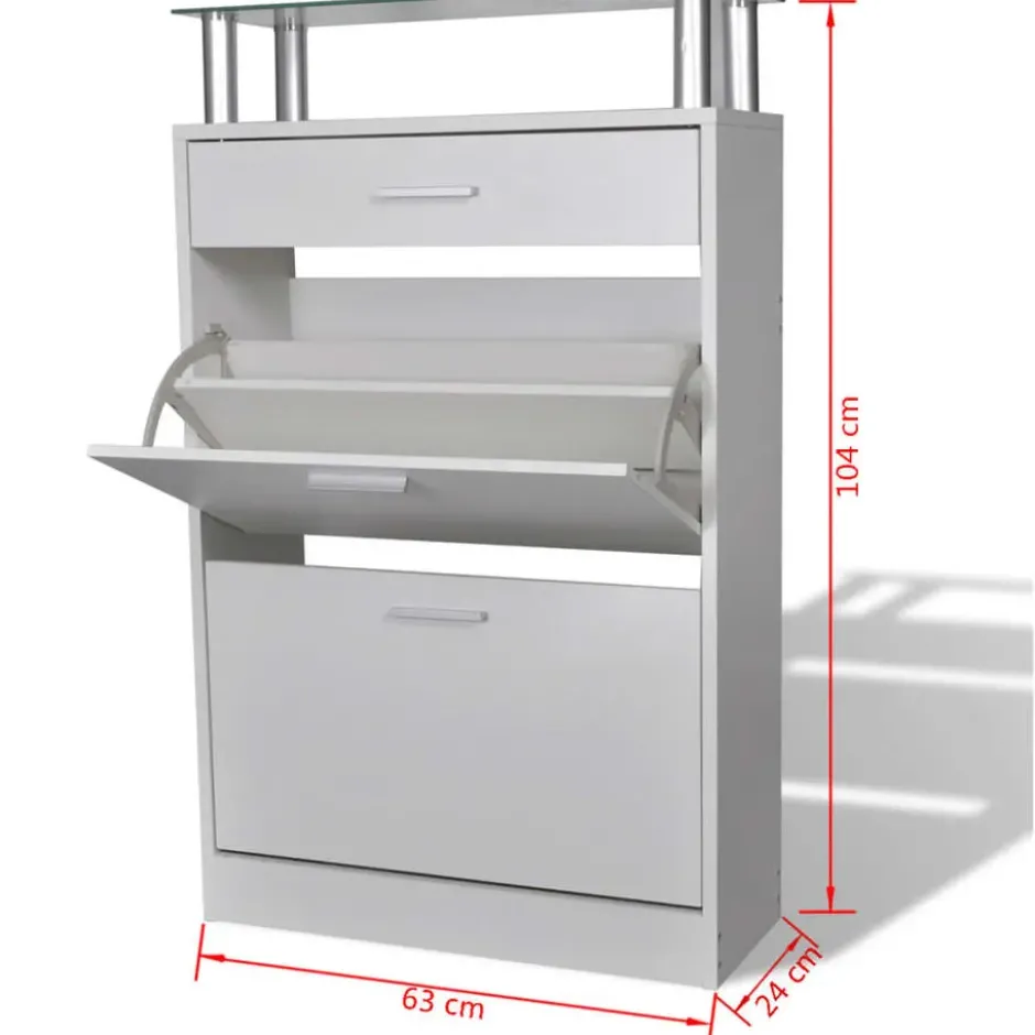 vidaXL - Houten Schoenenkast - Wit - Hout