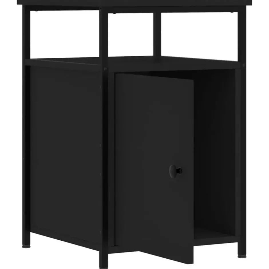 vidaXL - Industrieel Nachtkastjes met deur - Zwart - 40x42x60 cm - Set van 2