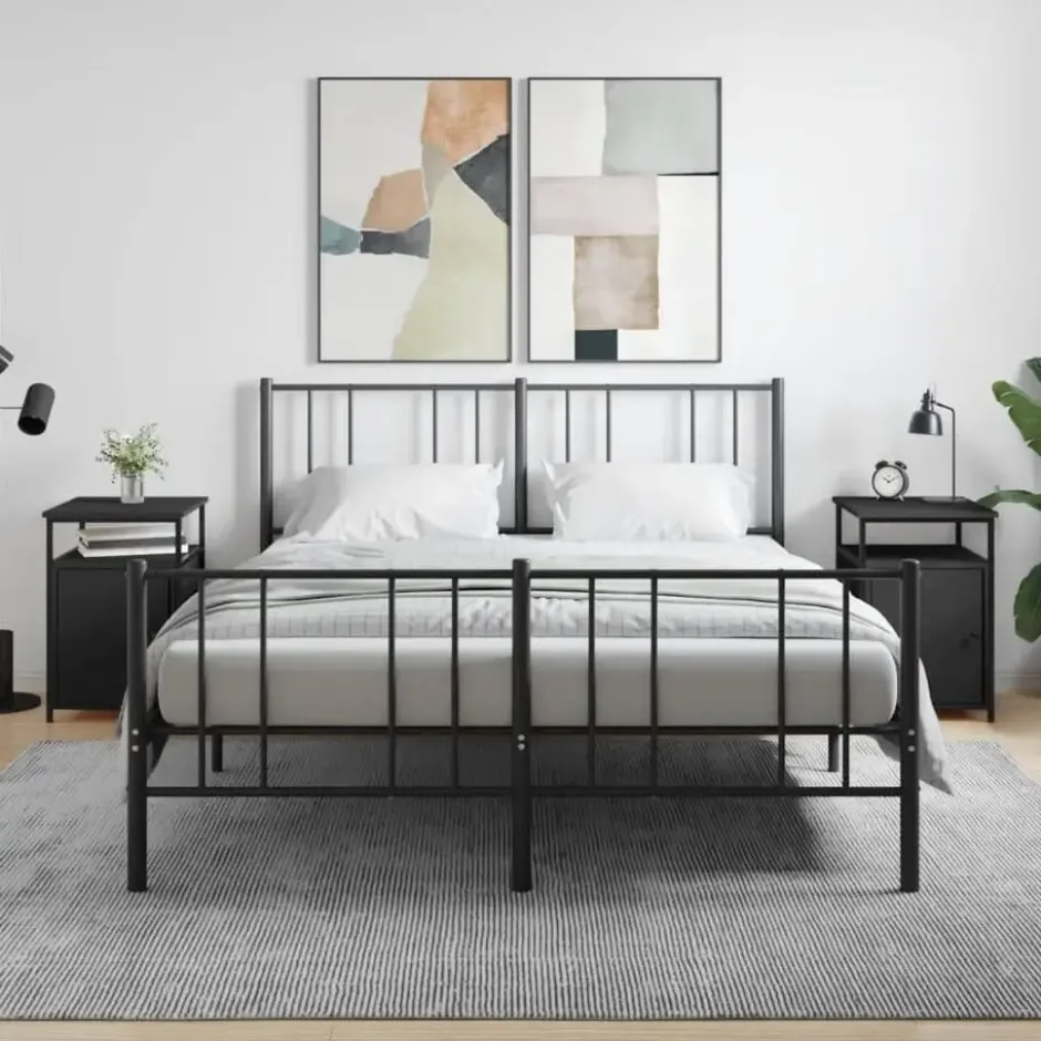 vidaXL - Industrieel Nachtkastjes met deur - Zwart - 40x42x60 cm - Set van 2