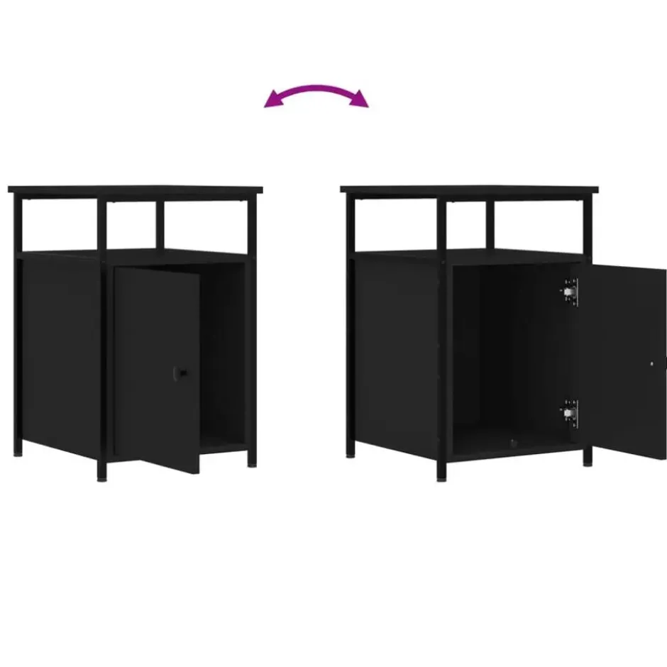vidaXL - Industrieel Nachtkastjes met deur - Zwart - 40x42x60 cm - Set van 2