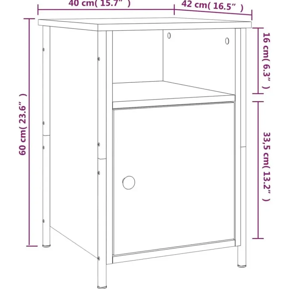 vidaXL - Industrieel Nachtkastjes - Grijs sonoma eiken - 40x42x60 cm - 2 st