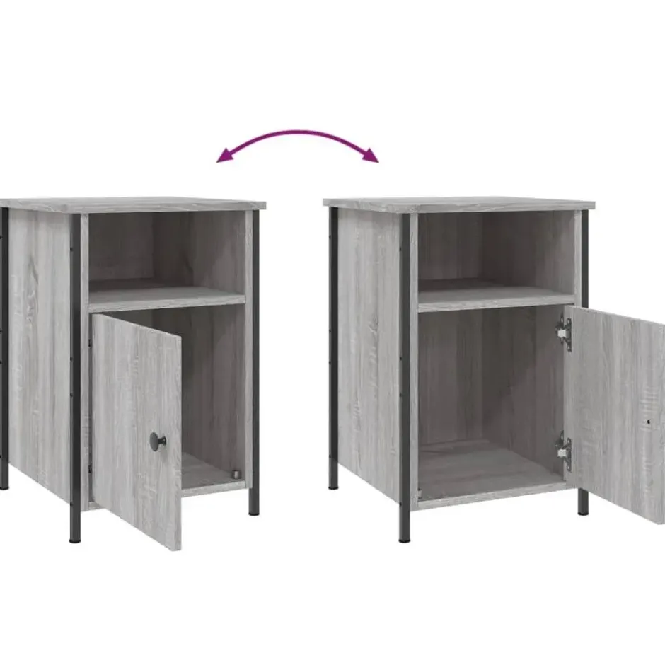 vidaXL - Industrieel Nachtkastjes - Grijs sonoma eiken - 40x42x60 cm - 2 st
