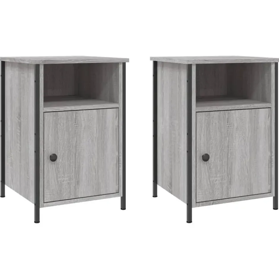vidaXL - Industrieel Nachtkastjes - Grijs sonoma eiken - 40x42x60 cm - 2 st