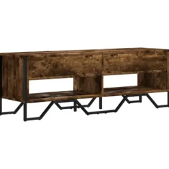 vidaXL - Industrieel TV-meubel met 4 vakken - Gerookt eiken - 122x34x41 cm