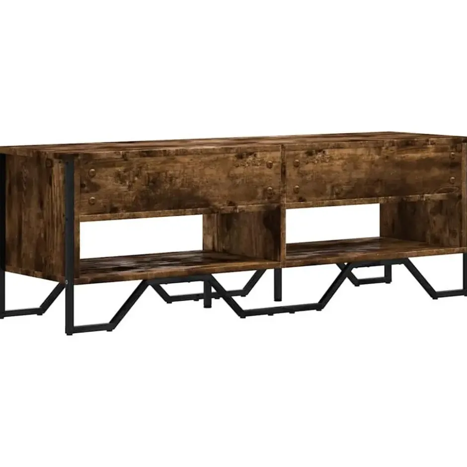 vidaXL - Industrieel TV-meubel met 4 vakken - Gerookt eiken - 122x34x41 cm