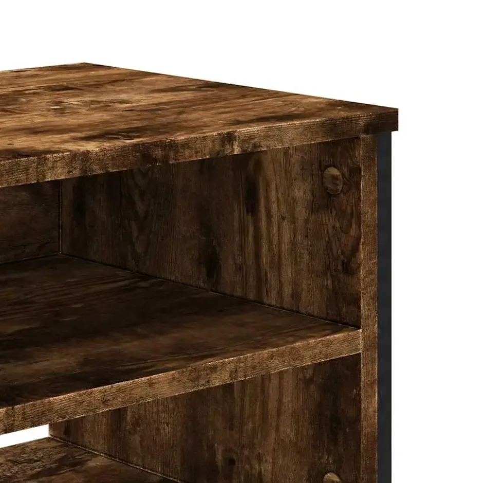 vidaXL - Industrieel TV-meubel met 4 vakken - Gerookt eiken - 122x34x41 cm