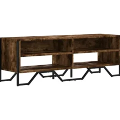vidaXL - Industrieel TV-meubel met 4 vakken - Gerookt eiken - 122x34x41 cm