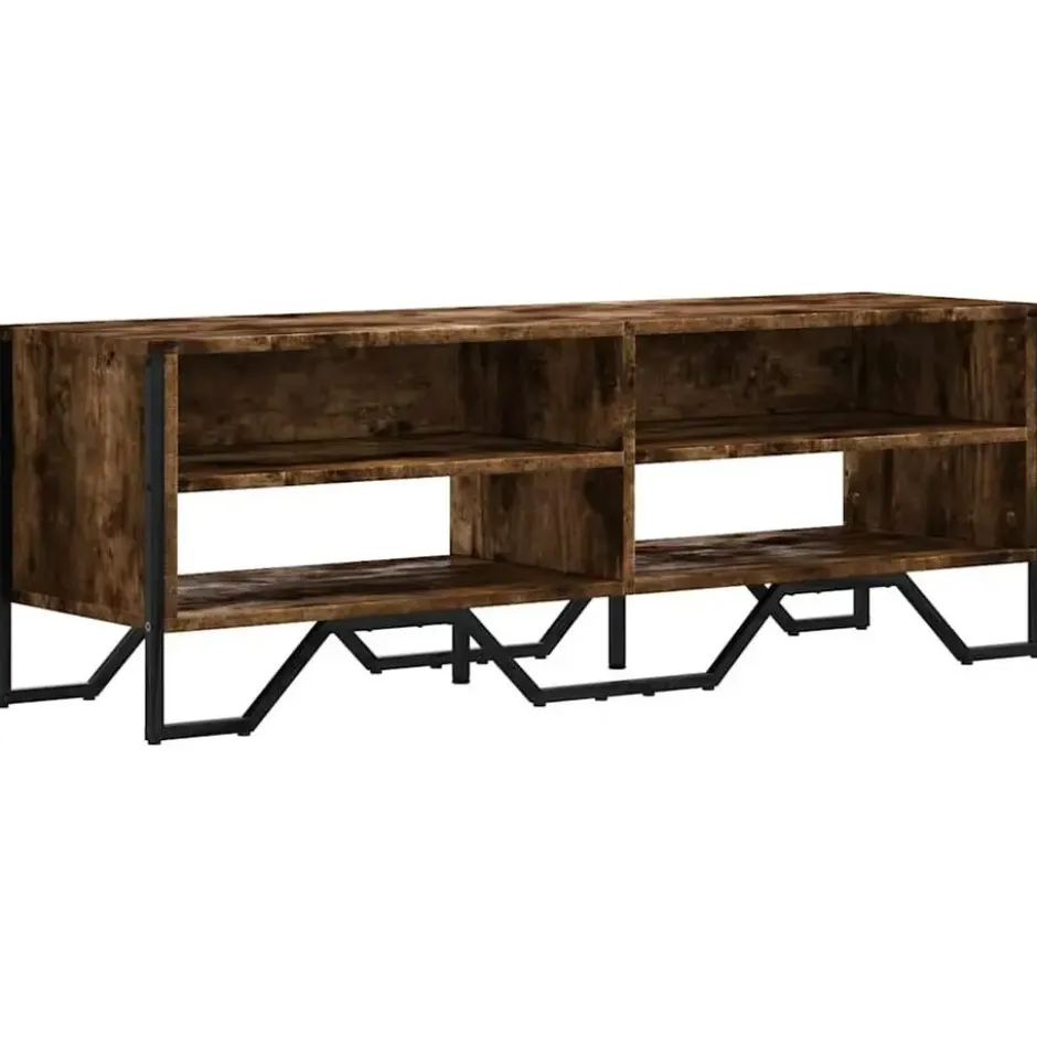 vidaXL - Industrieel TV-meubel met 4 vakken - Gerookt eiken - 122x34x41 cm