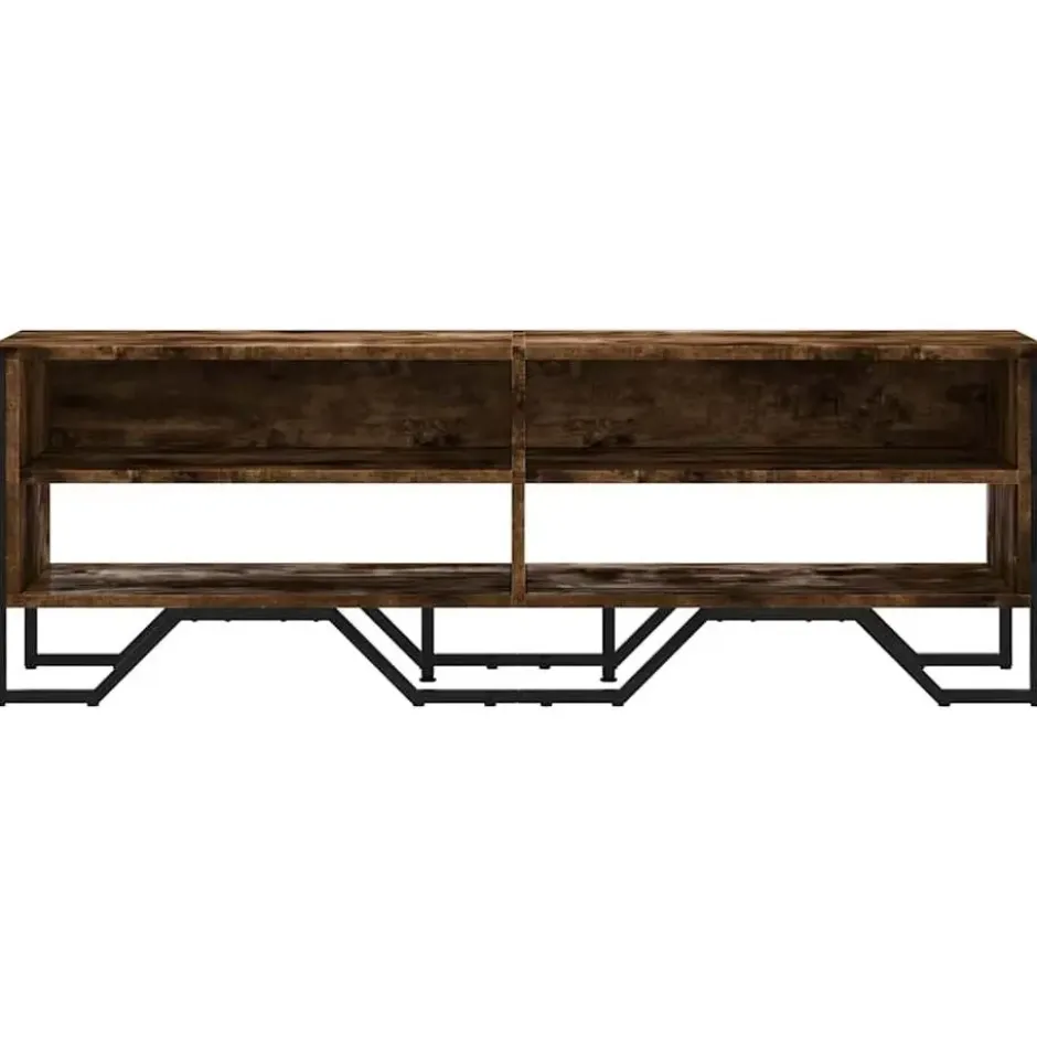 vidaXL - Industrieel TV-meubel met 4 vakken - Gerookt eiken - 122x34x41 cm